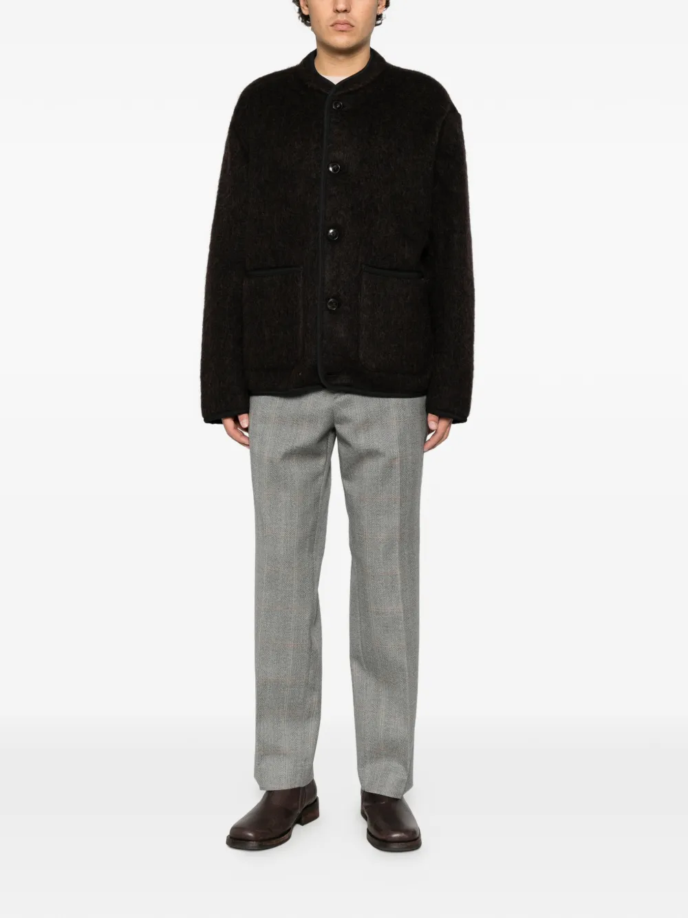 BE ABLE Prince of Wales check herringbone trousers Grijs
