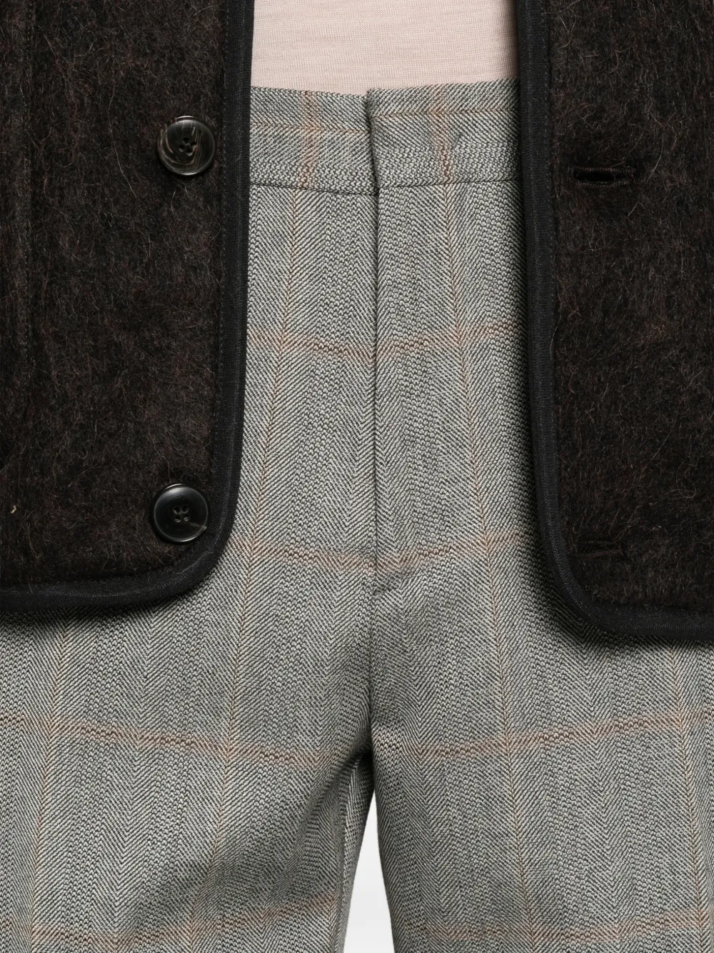 BE ABLE Prince of Wales check herringbone trousers Grijs