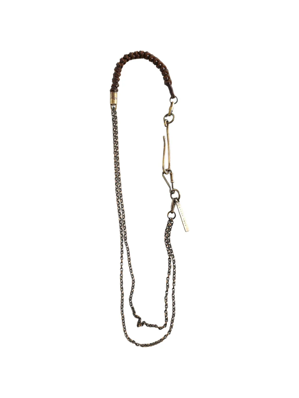Ziggy Chen braided-link chain wallet strap - Marrone
