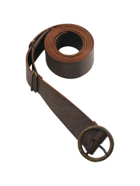 Ziggy Chen round-buckle textured-finish belt