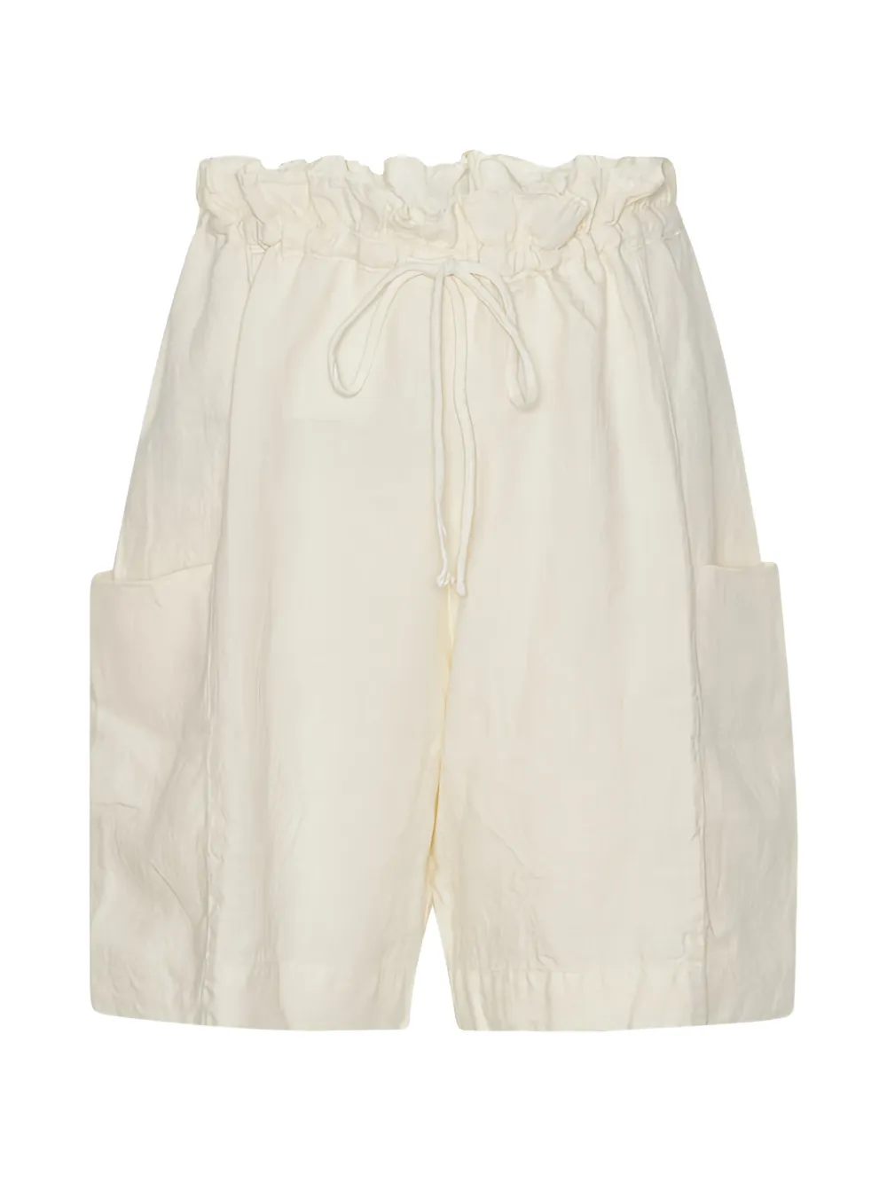 Black Crane Parachute drawstring-detail linen shorts - Toni neutri