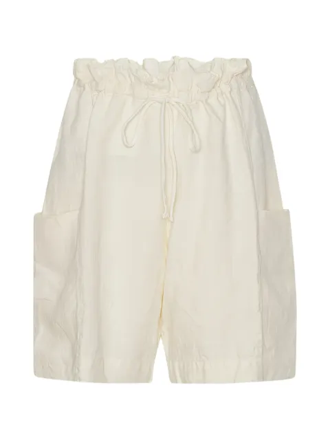 Black Crane Parachute drawstring-detail linen shorts