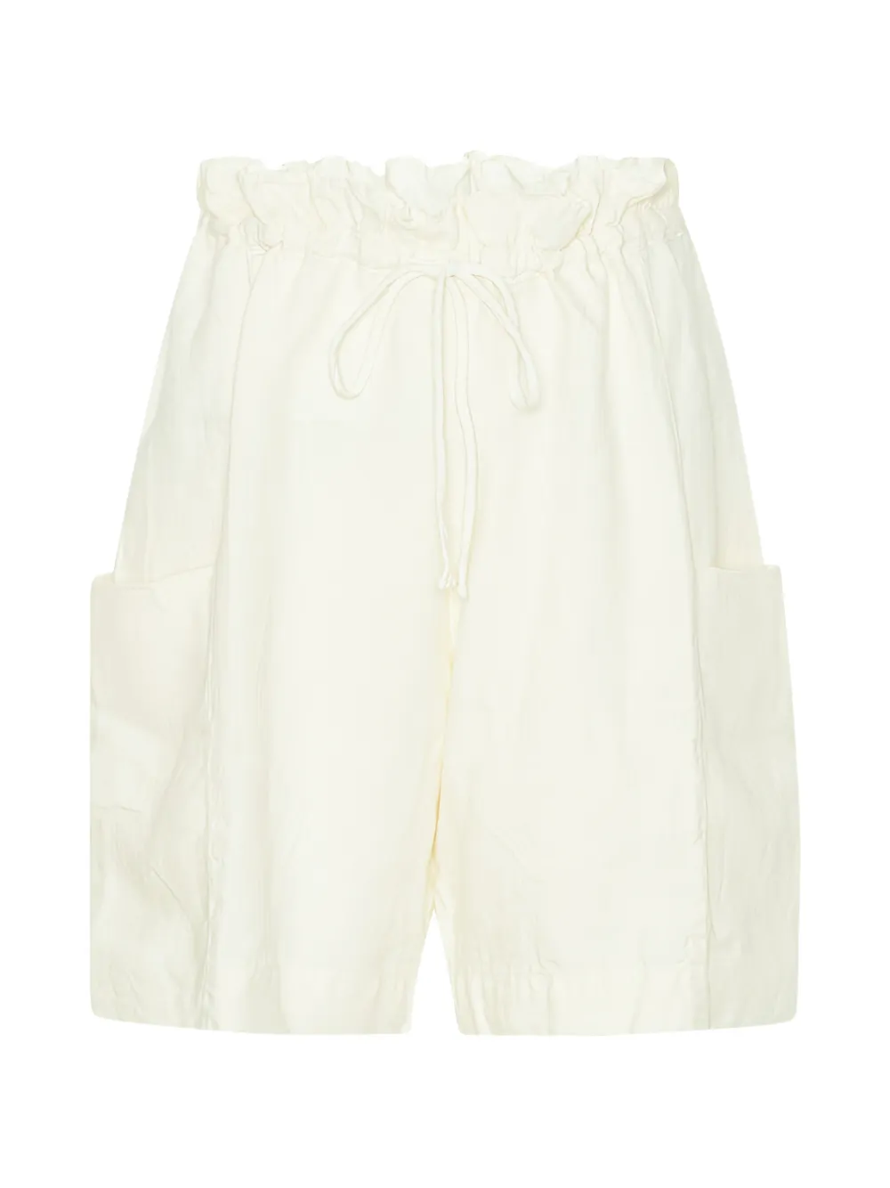 Black Crane Parachute drawstring-detail linen shorts - Toni neutri