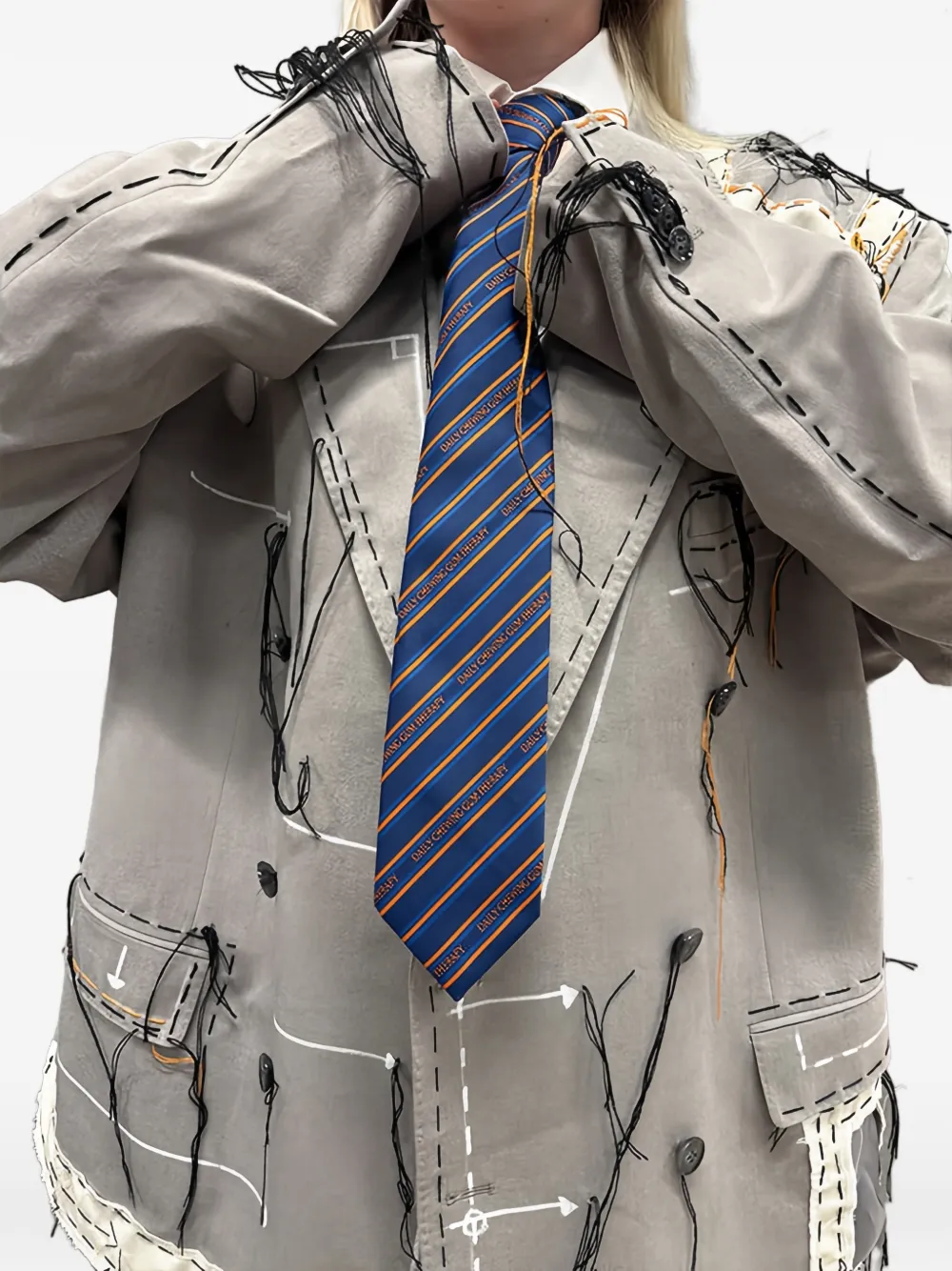 Henrik Vibskov Chewing stropdas met gestreept patroon Blauw