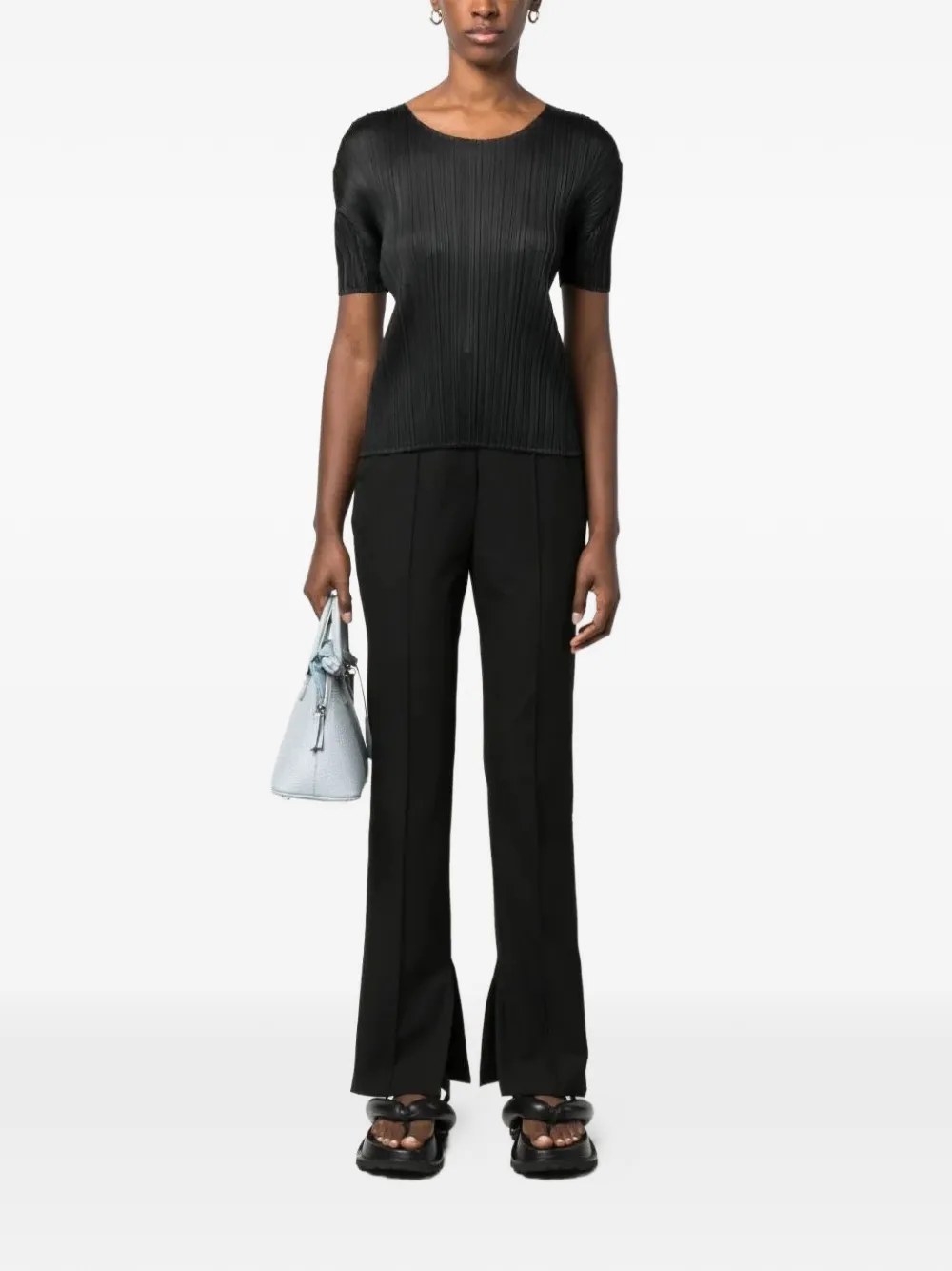 Pleats Please Issey Miyake T-shirt met micro plooien Zwart