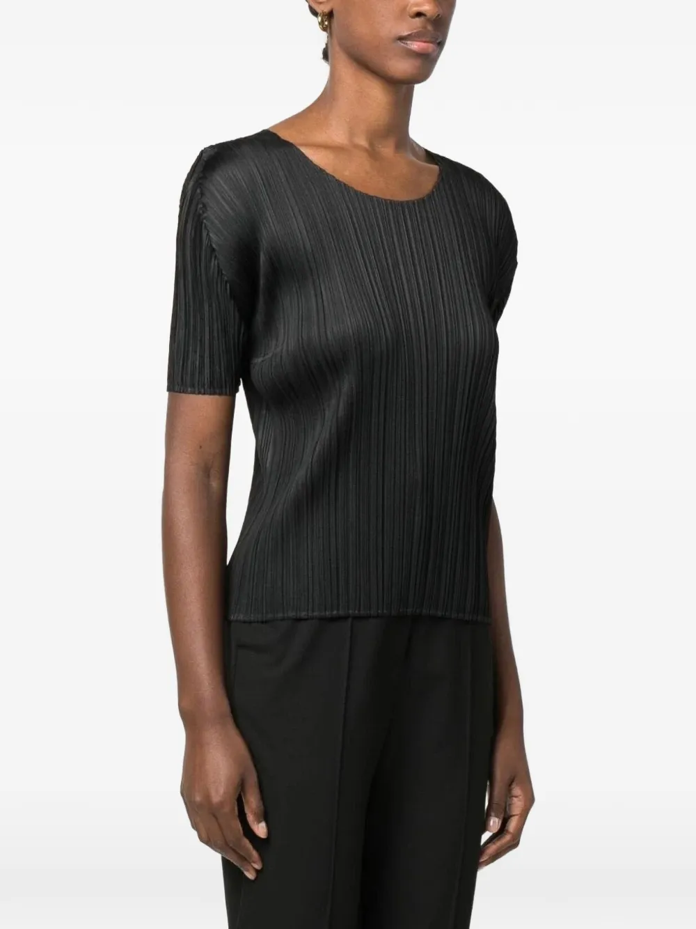 Pleats Please Issey Miyake T-shirt met micro plooien Zwart