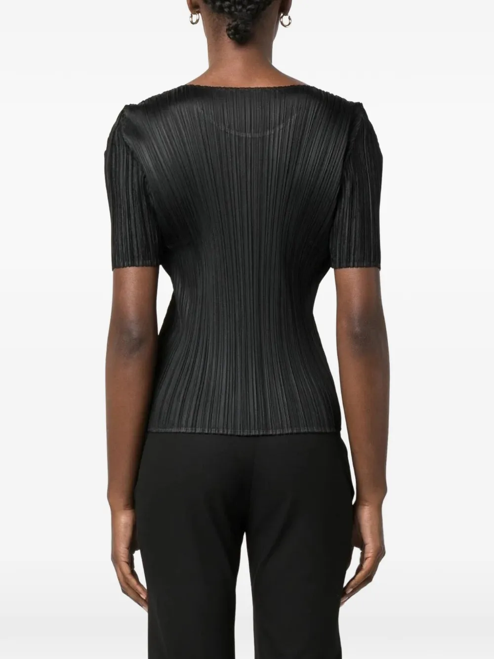Pleats Please Issey Miyake T-shirt met micro plooien Zwart