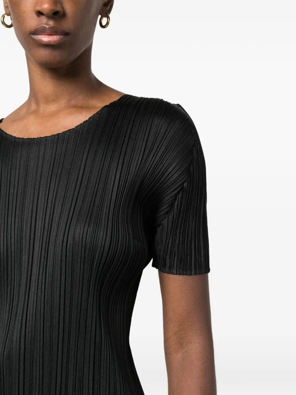 Pleats Please Issey Miyake T-shirt met micro plooien Zwart