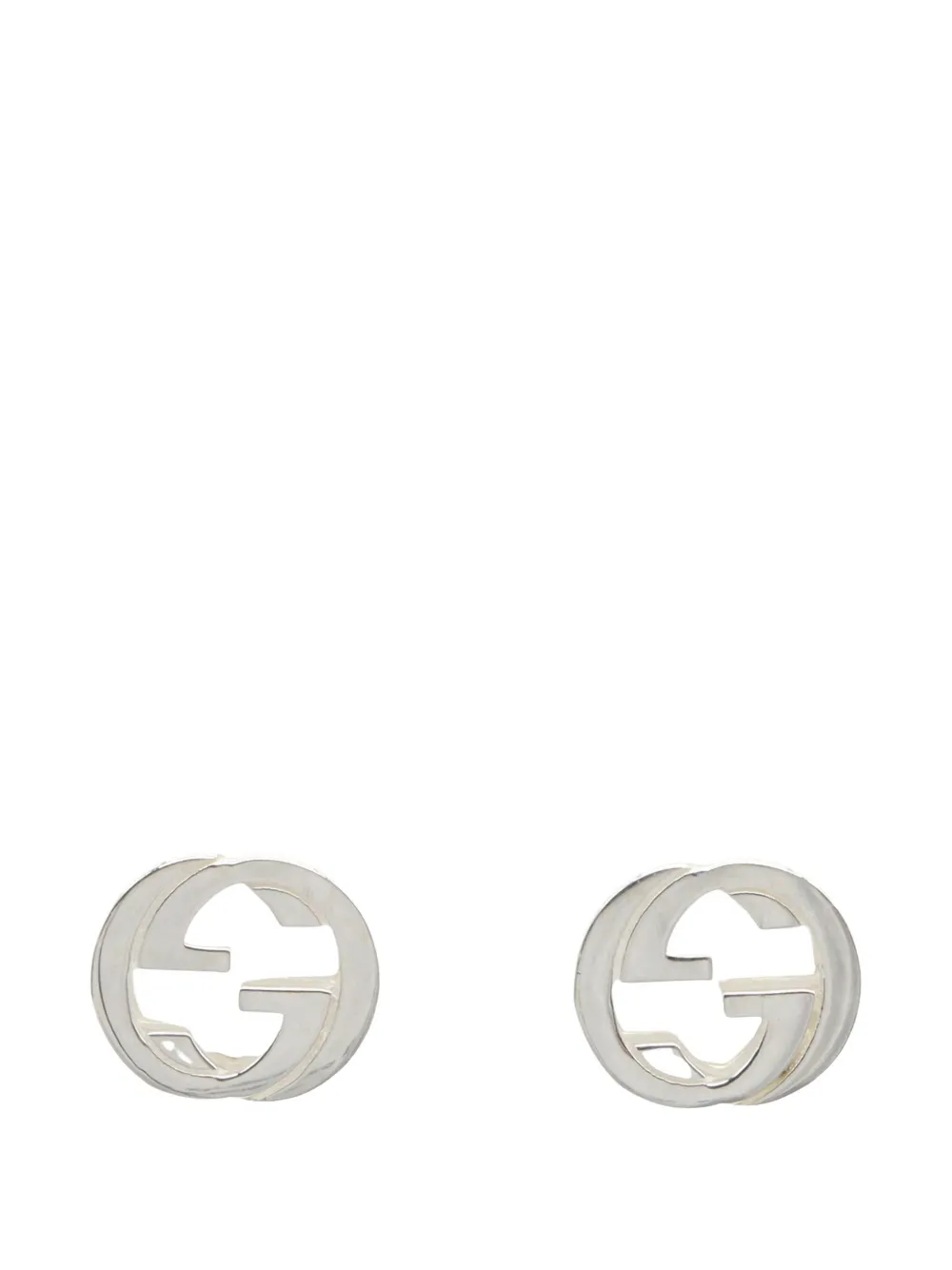 Pre-owned Gucci 2010s Interlocking G Stud Earrings In Silver