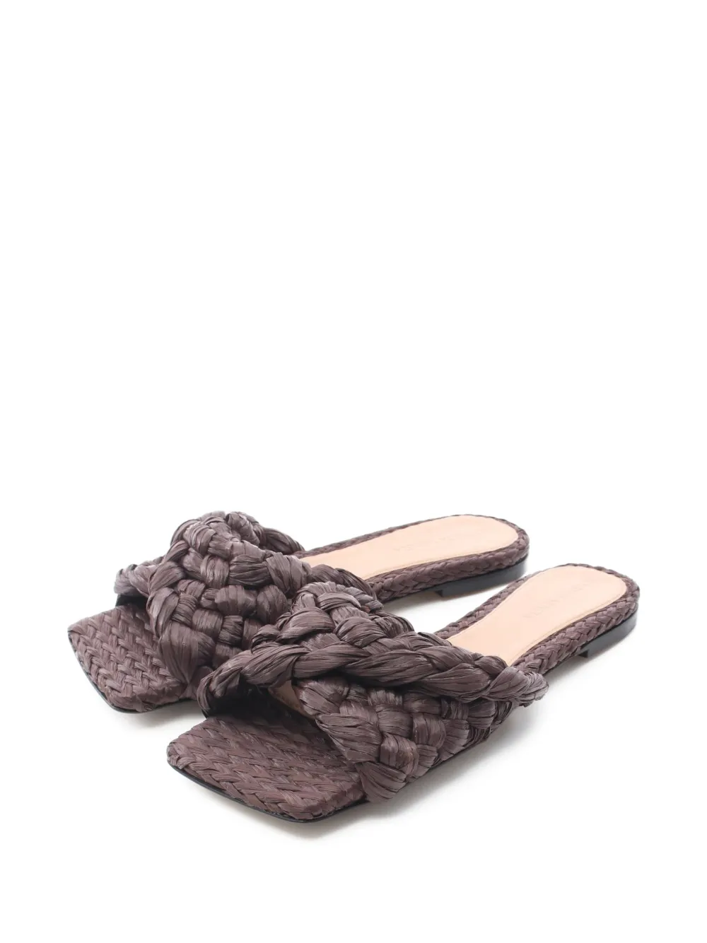 Bottega Veneta Pre-Owned Intrecciato raffia flat sandals - Braun