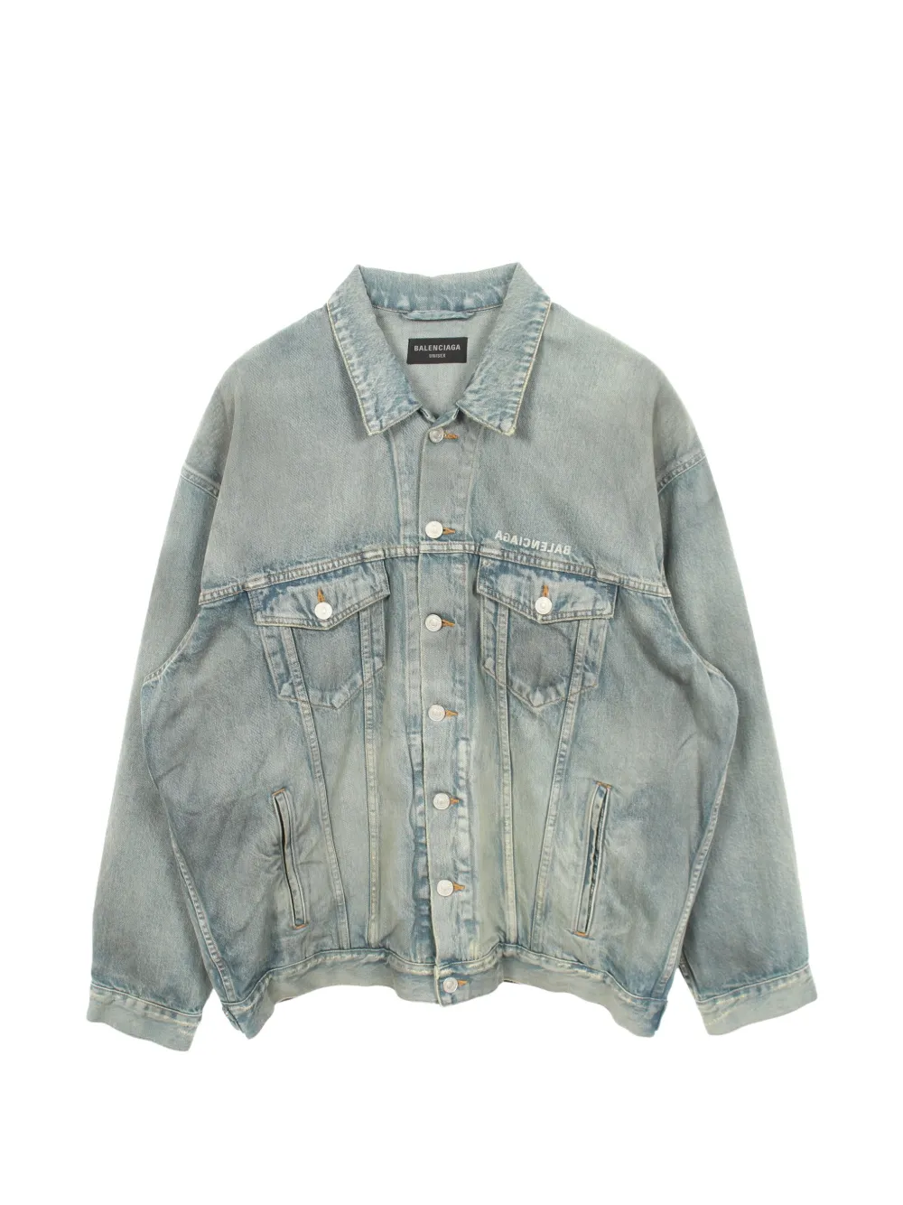 Balenciaga Pre-Owned Mirror logo denim jacket - Blu