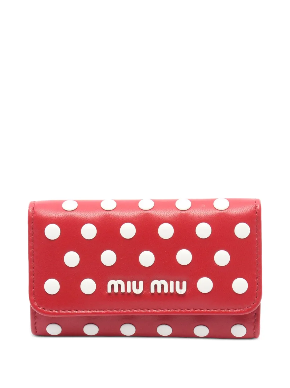 Miu Miu Pre-Owned 2010s dot-stud leather key case - Rosso