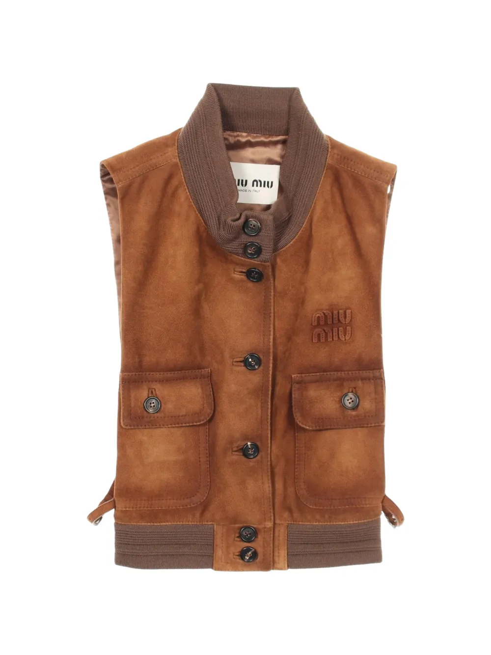 Miu Miu Pre-Owned 2010s button-down suede vest - Marrone