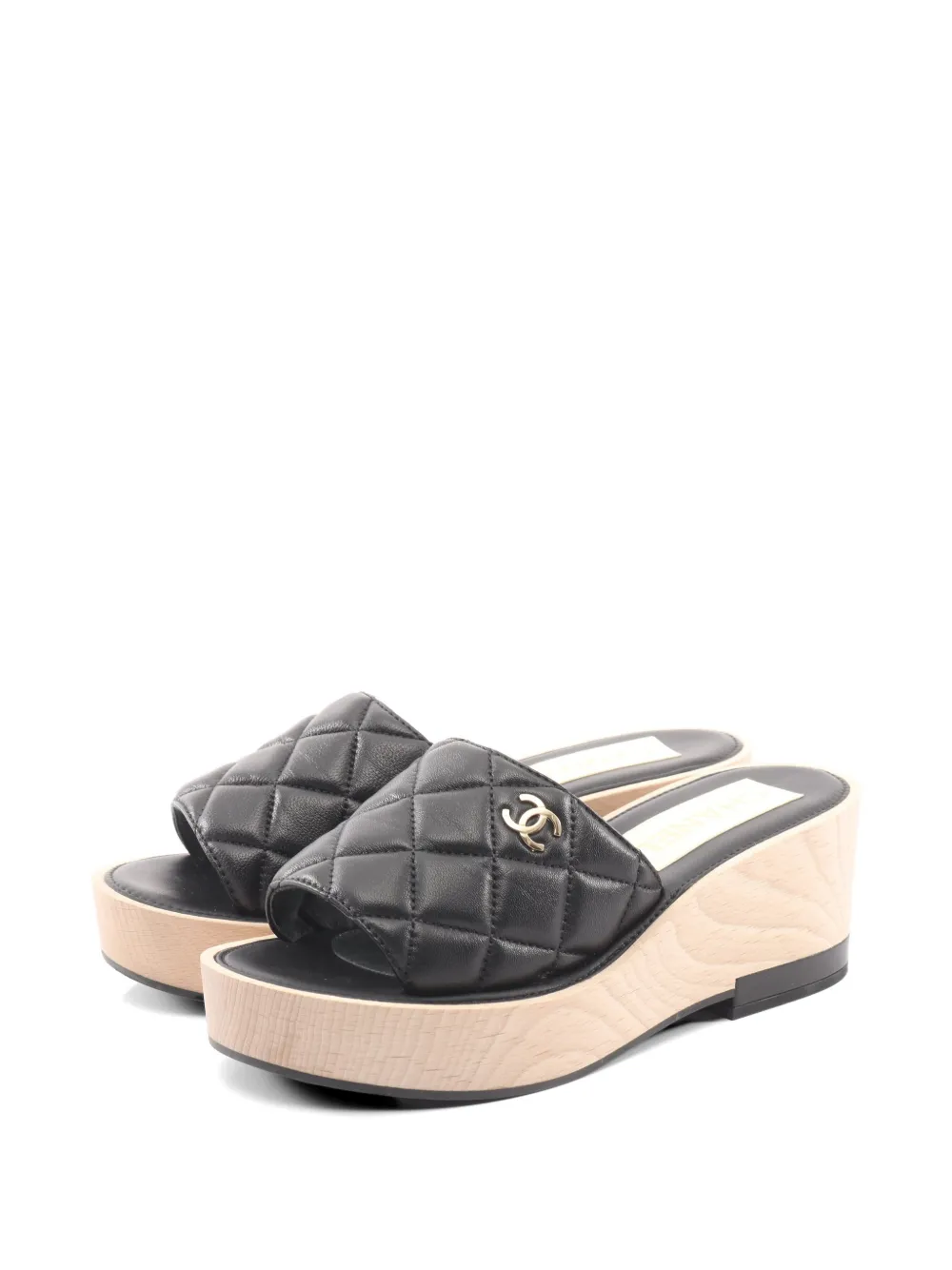 CHANEL Pre-Owned 1986-1988 logo-detail leather sandals - Black