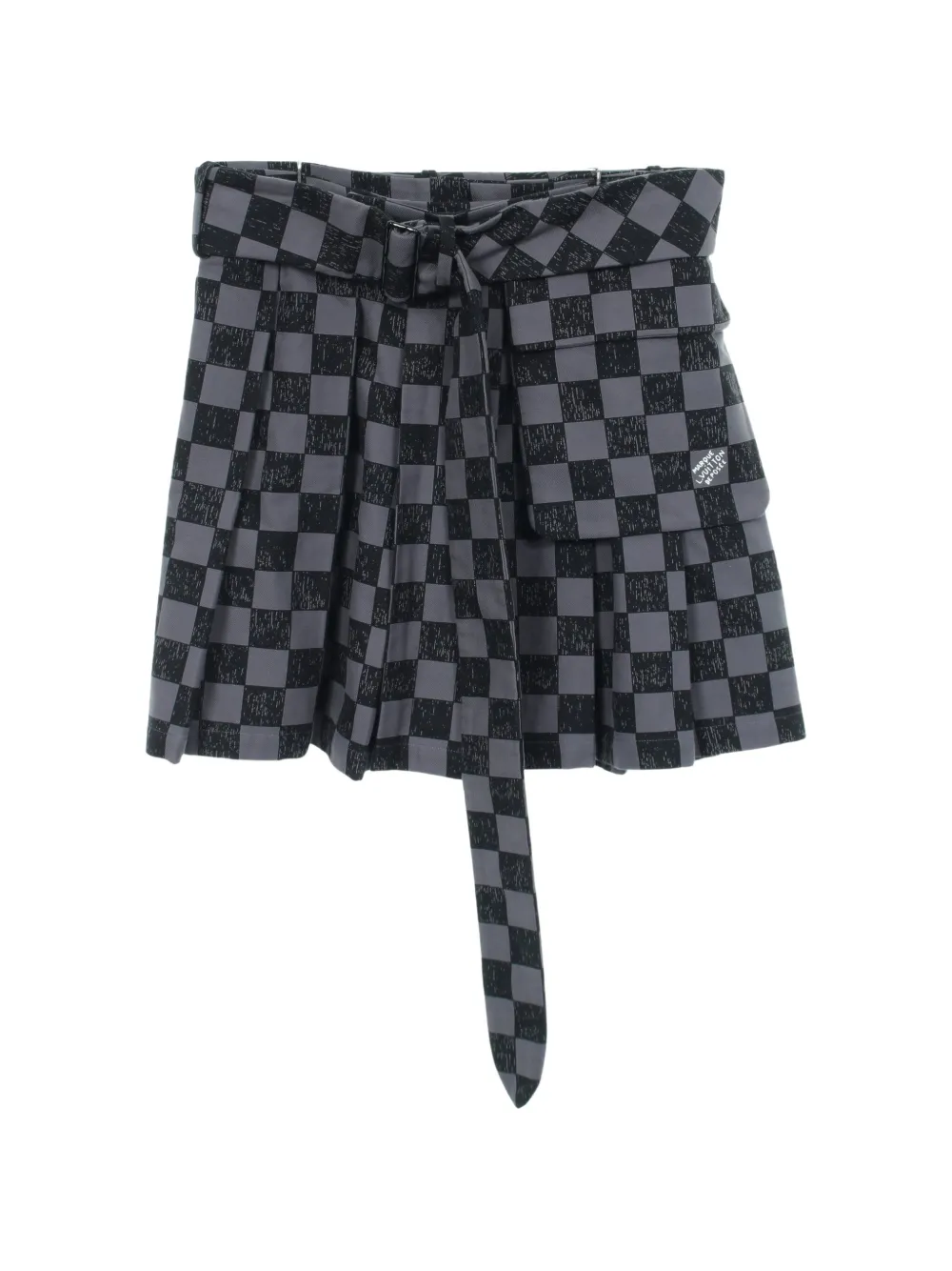 Pre-owned Louis Vuitton 2010s Damier-pattern Pleated Mini Skirt In Gray