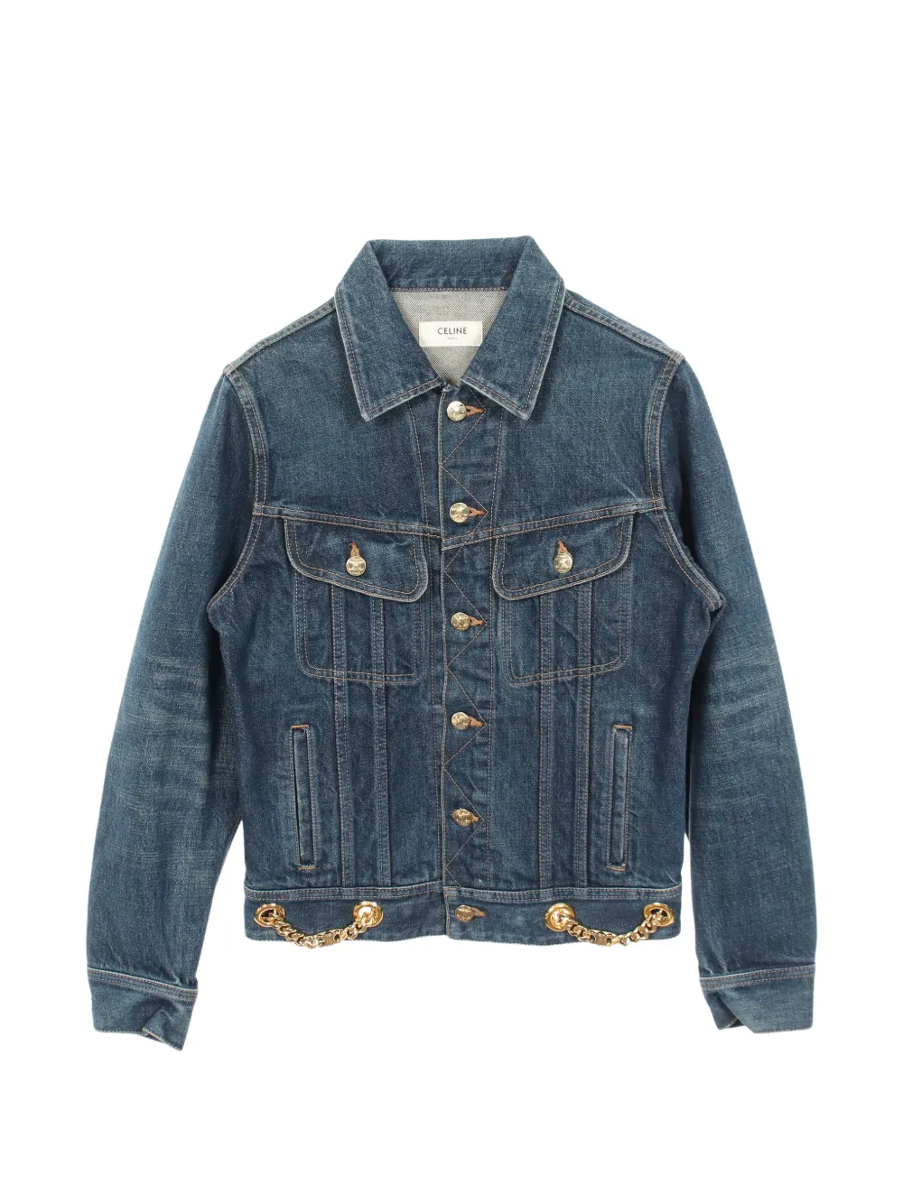 Celine Pre-Owned 2010s Triomphe chain denim jacket - Blu