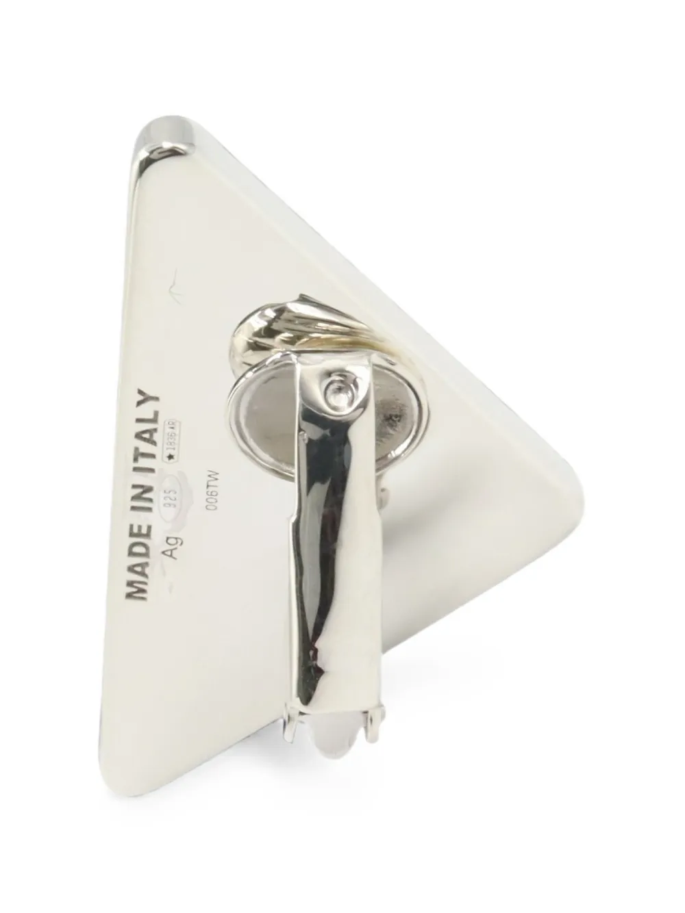 PRADA Pre-owned Triangle Logo-plaque Earring In Silver