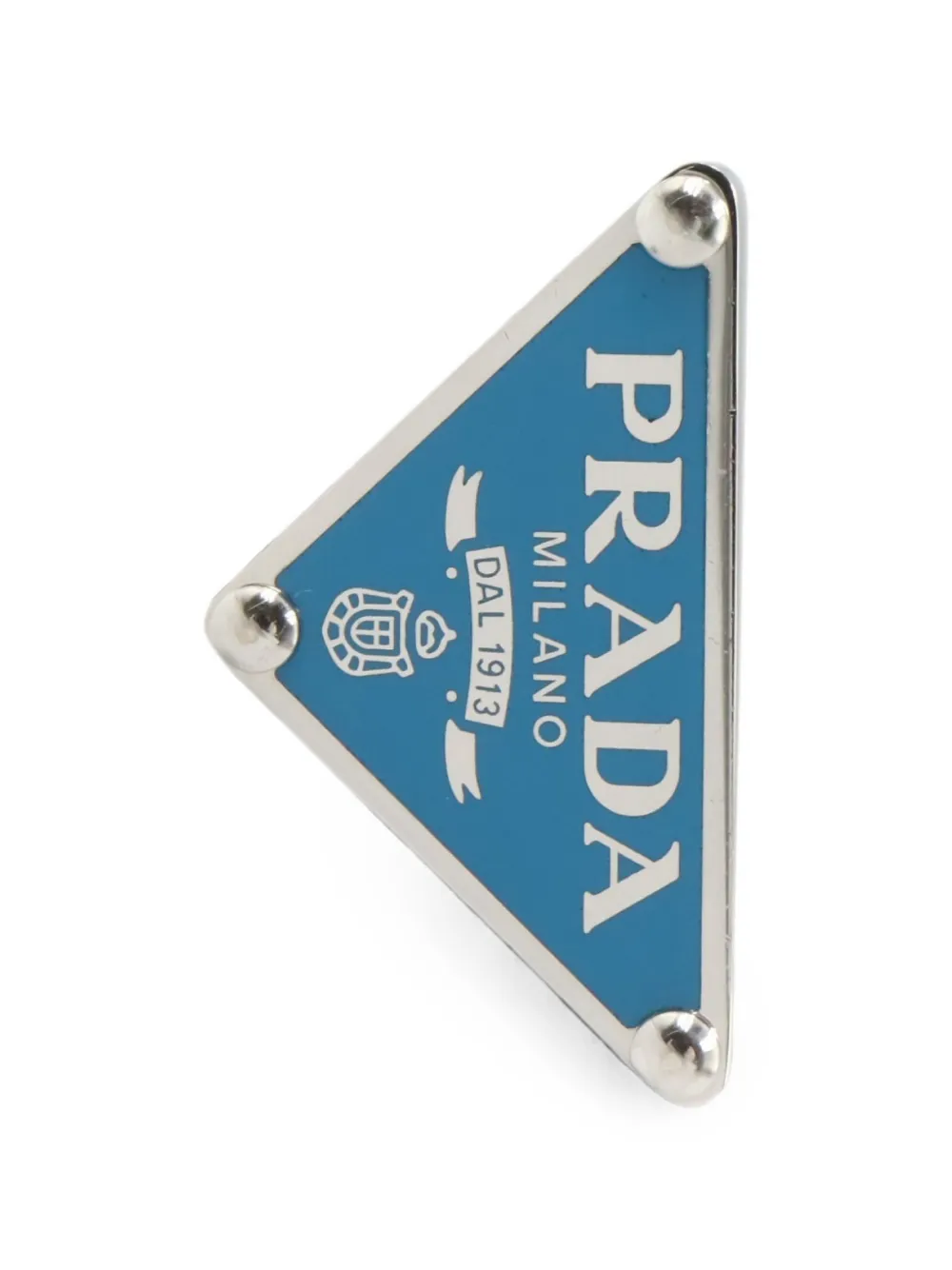 Pre-owned Prada Triangle Logo-plaque Earring In Silver