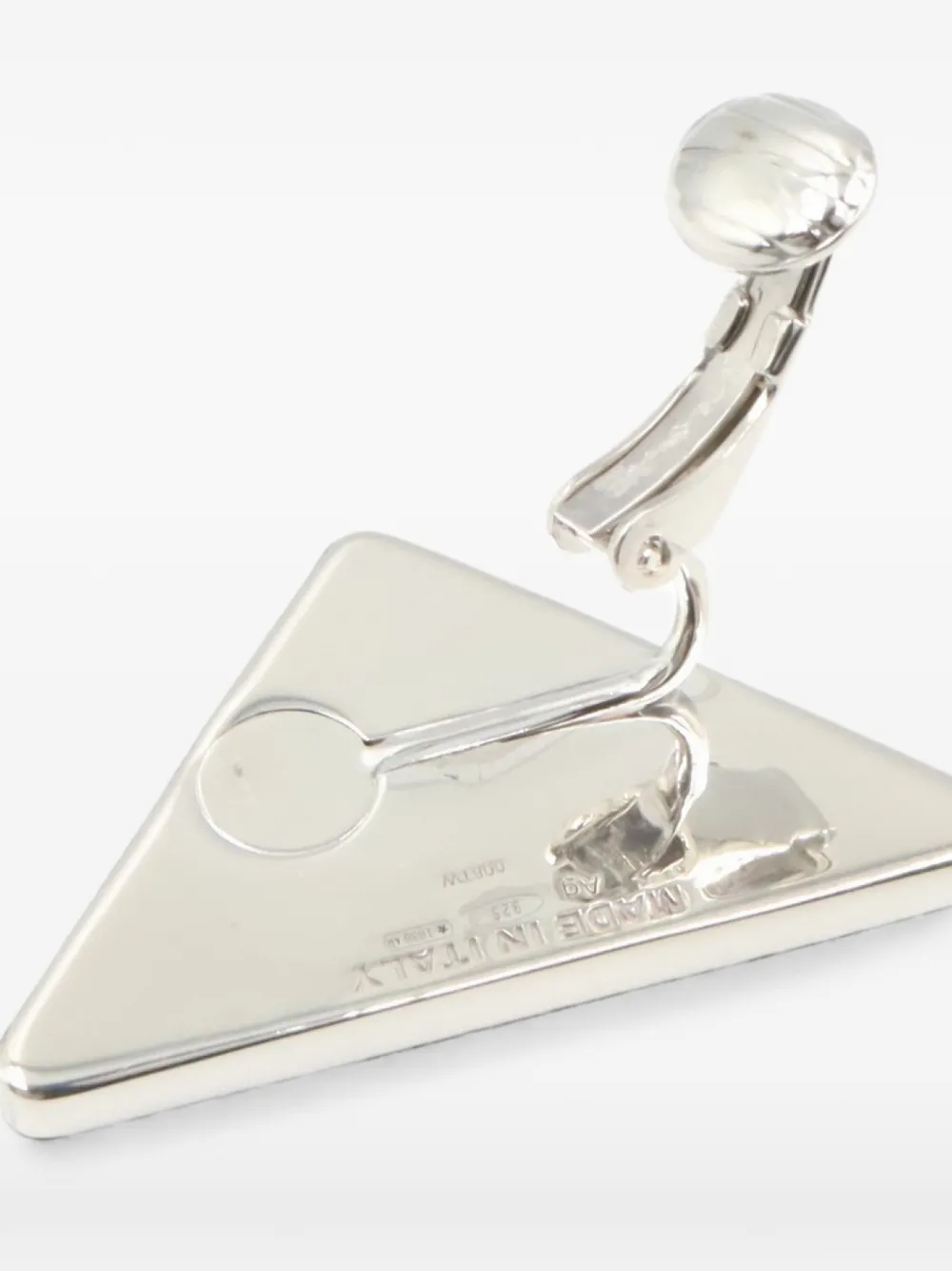 PRADA Pre-owned Triangle Logo-plaque Earring In Silver