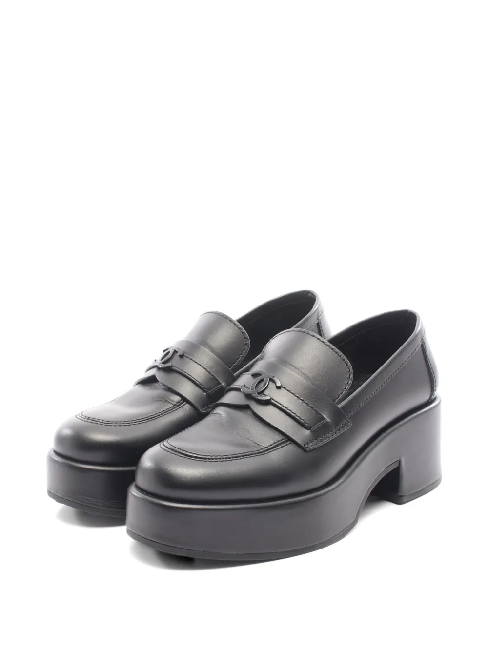 CHANEL Pre-Owned 1986-1988 Coco Mark leather loafers - Schwarz