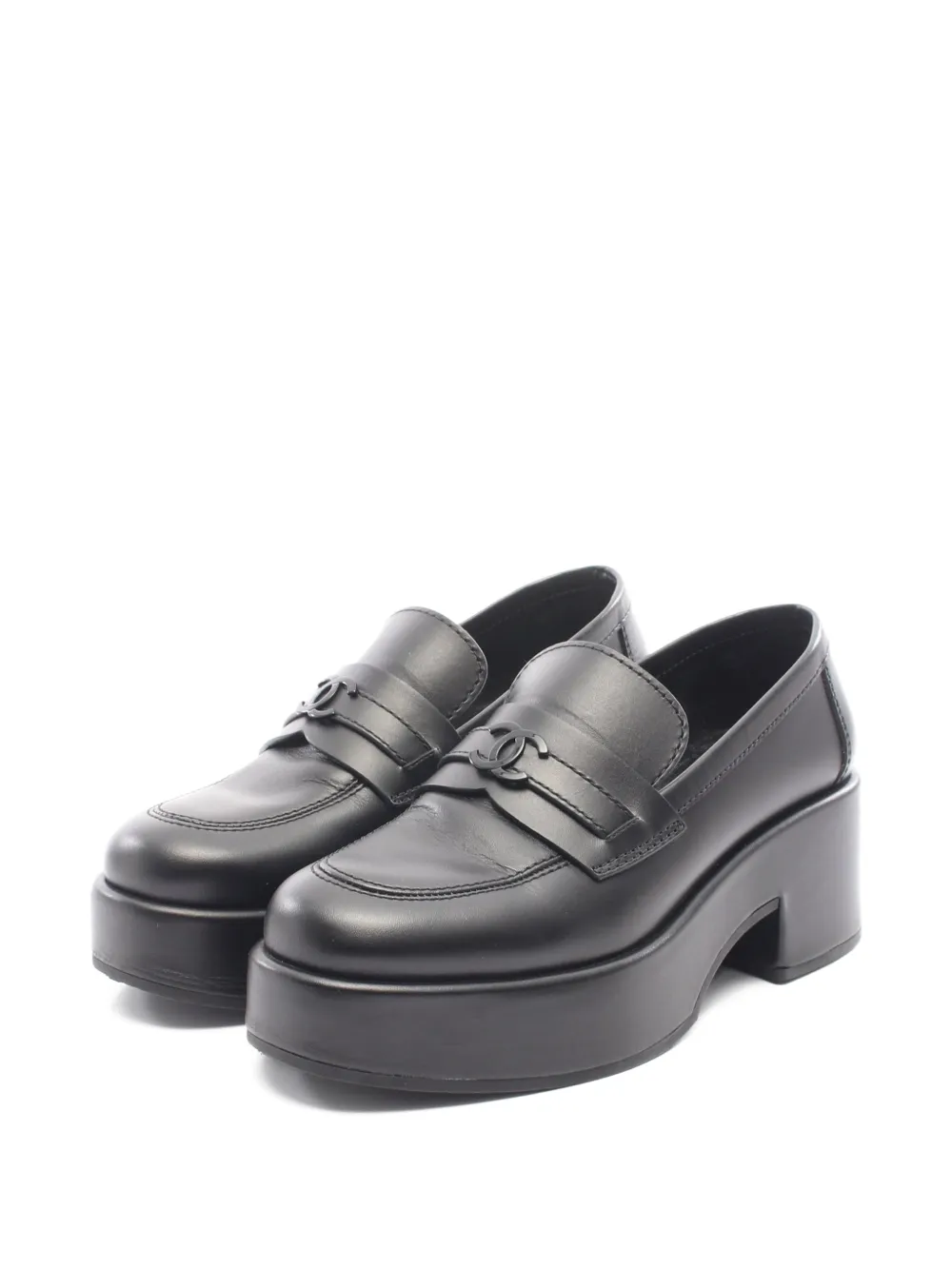 CHANEL Pre-Owned 1986-1988 Coco Mark leather loafers - Black