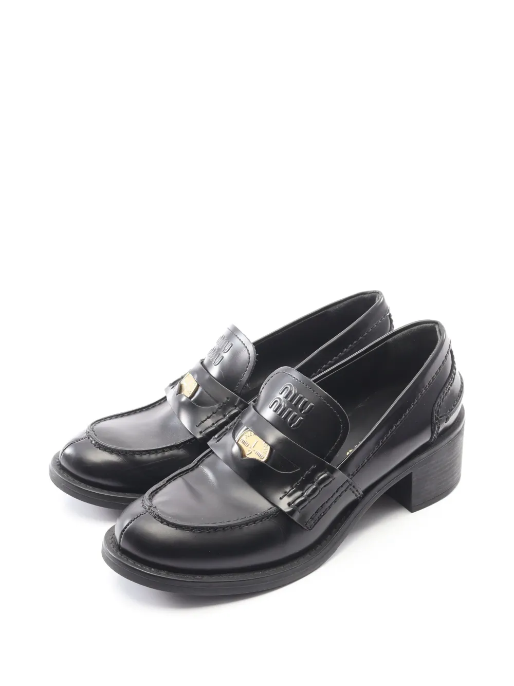 Miu Miu Pre-Owned 2000s brushed leather loafers - Schwarz