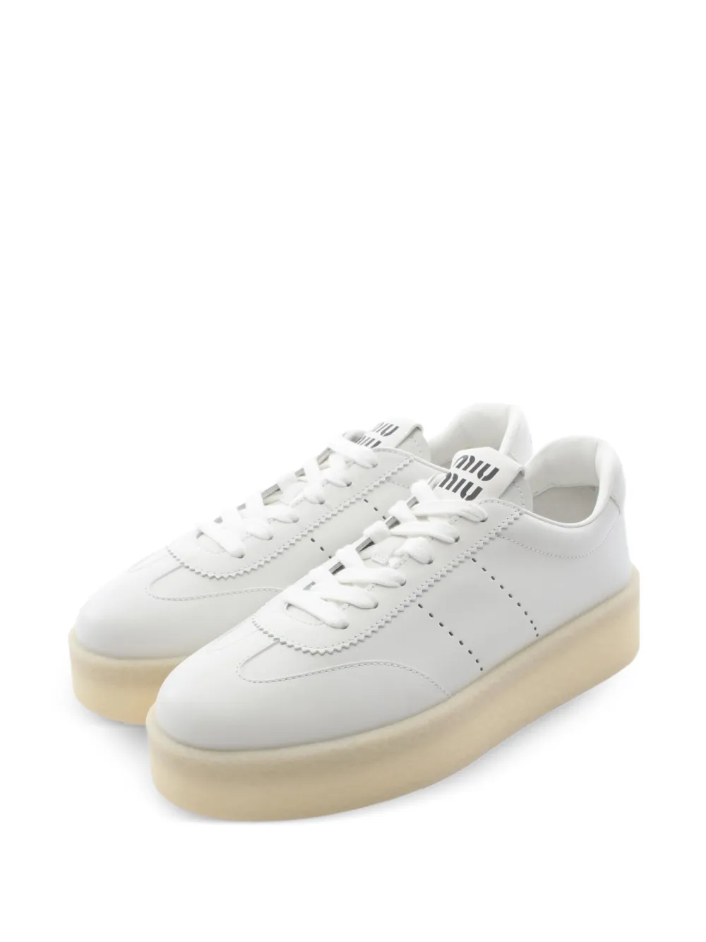 Miu Miu Pre-Owned 2020s logo leather sneakers - Weiß