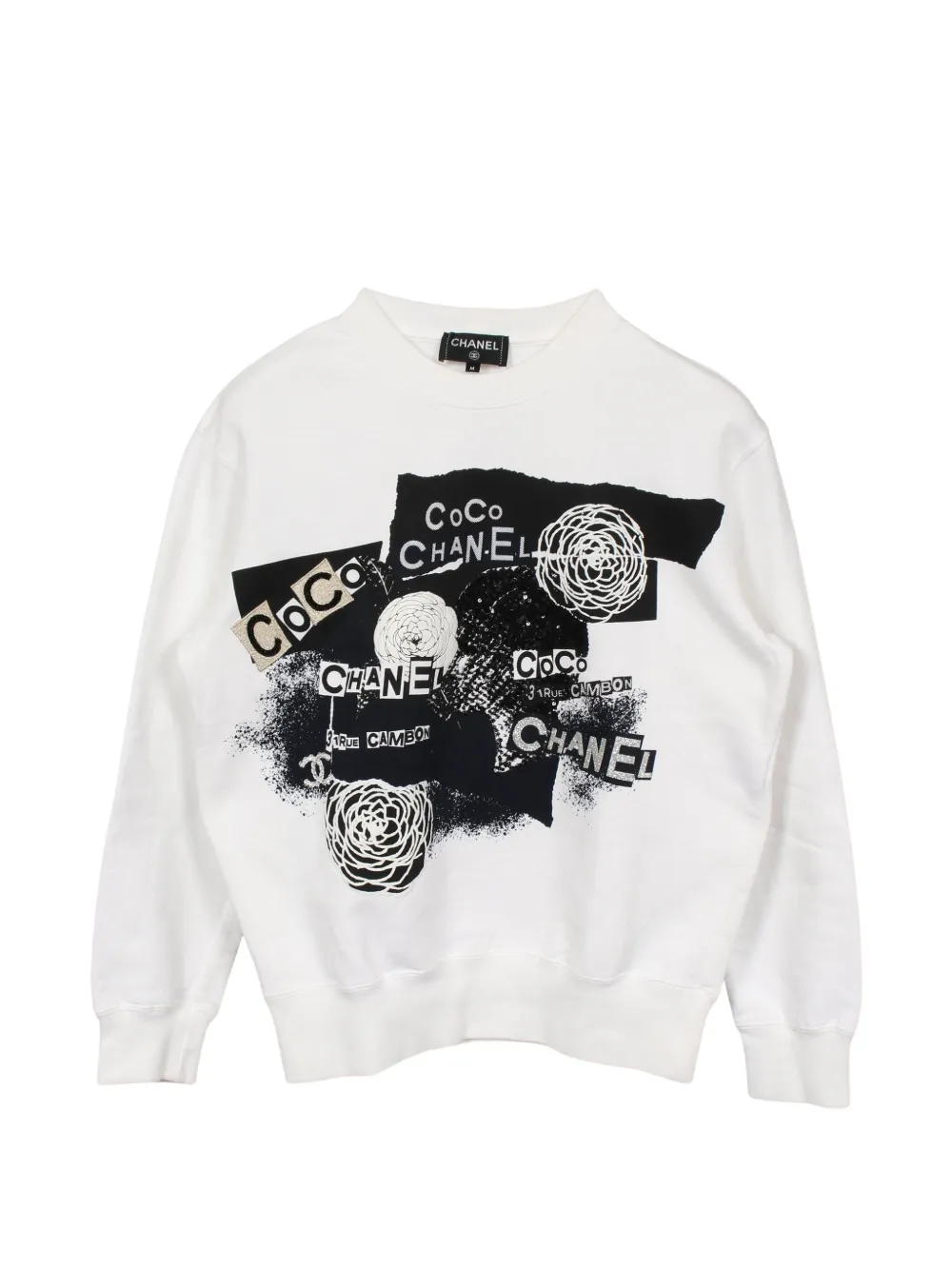 CHANEL Pre-Owned 1986-1988 Camellia Coco Mark sweater - Bianco