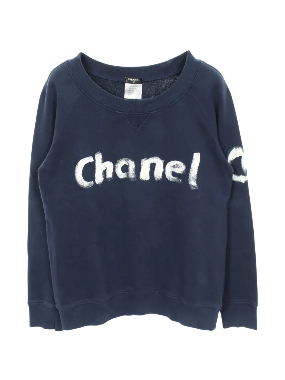 CHANEL Pre-Owned logo-print sweatshirt - Blue