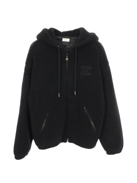 Celine Pre-Owned 2010s Triomphe zip-up hooded fleece wool jacket