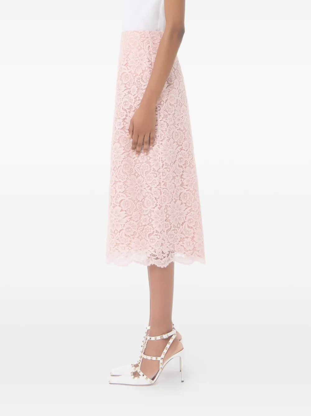 Valentino Garavani Midi-rok met kant Roze