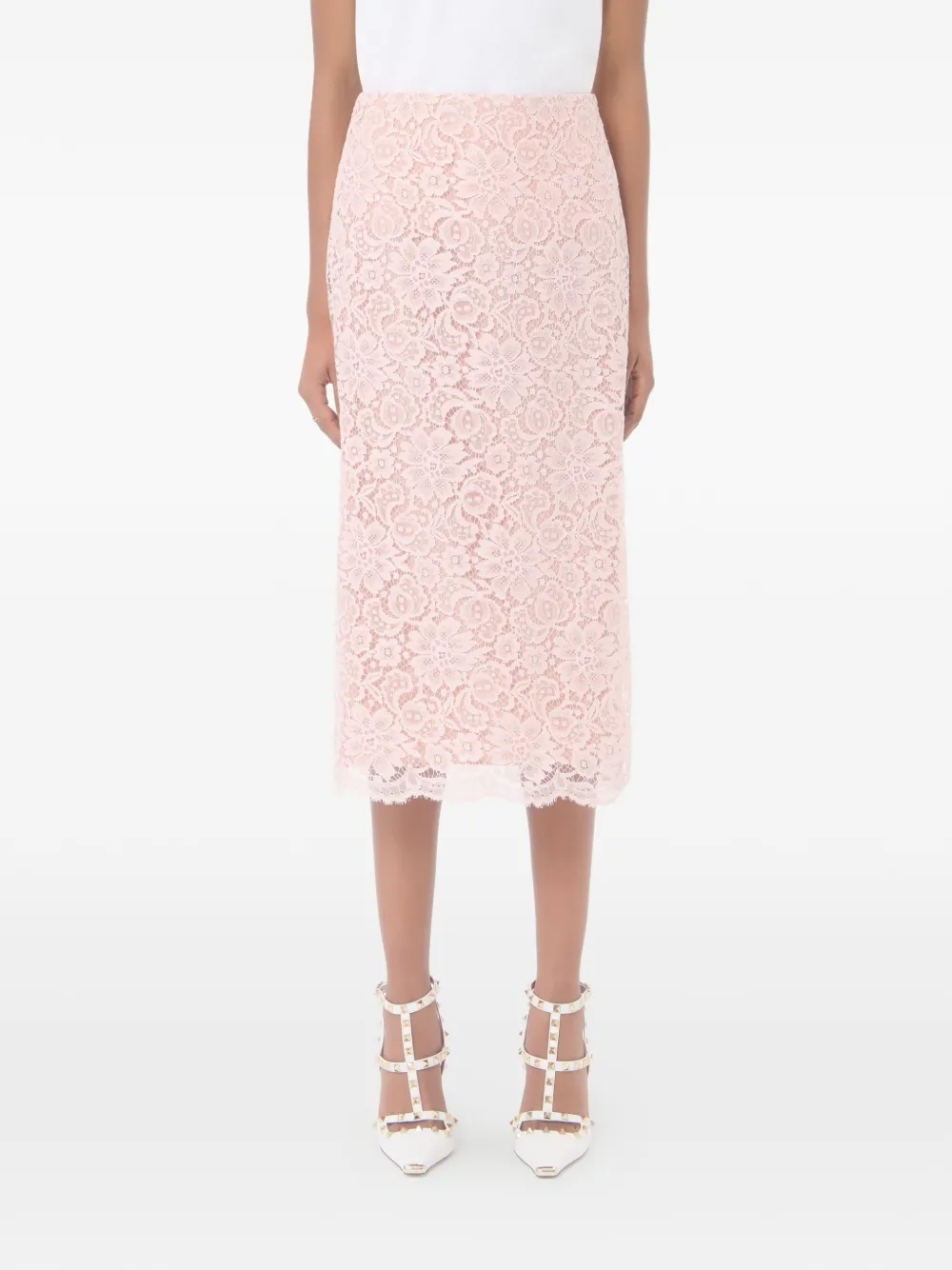 Valentino Garavani Midi-rok met kant Roze