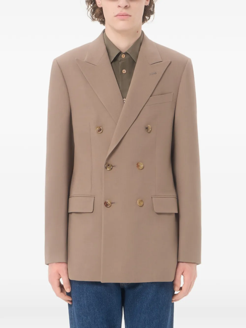 Valentino Garavani Wollen jack met dubbele rij knopen Beige
