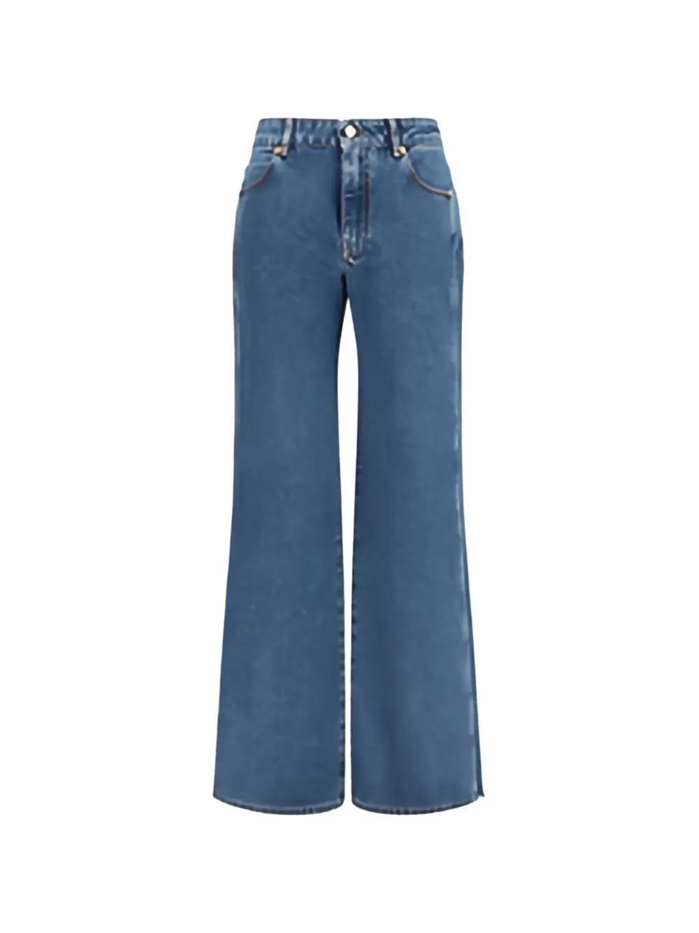 Balmain Wide-leg Logo-embroidered Jeans In Blue