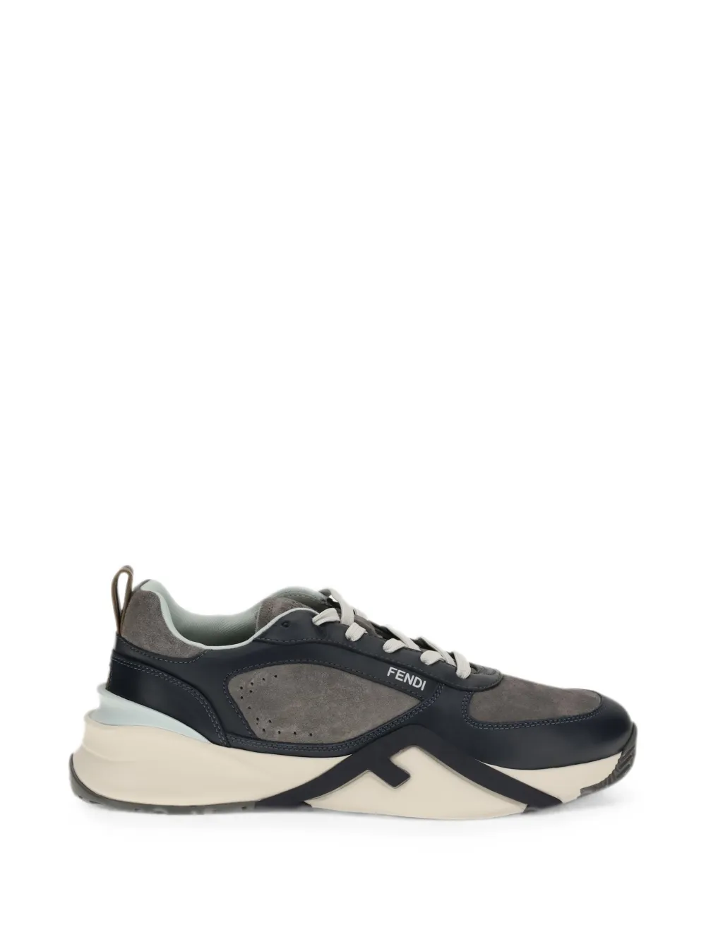 FENDI Flow panelled leather sneakers - Blu