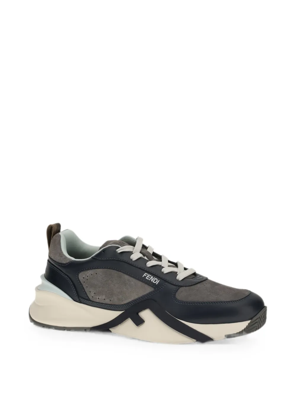 FENDI Flow panelled leather sneakers Blauw