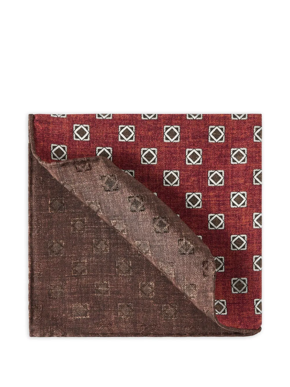 Brunello Cucinelli silk geometric-pattern pocket square - Rosso