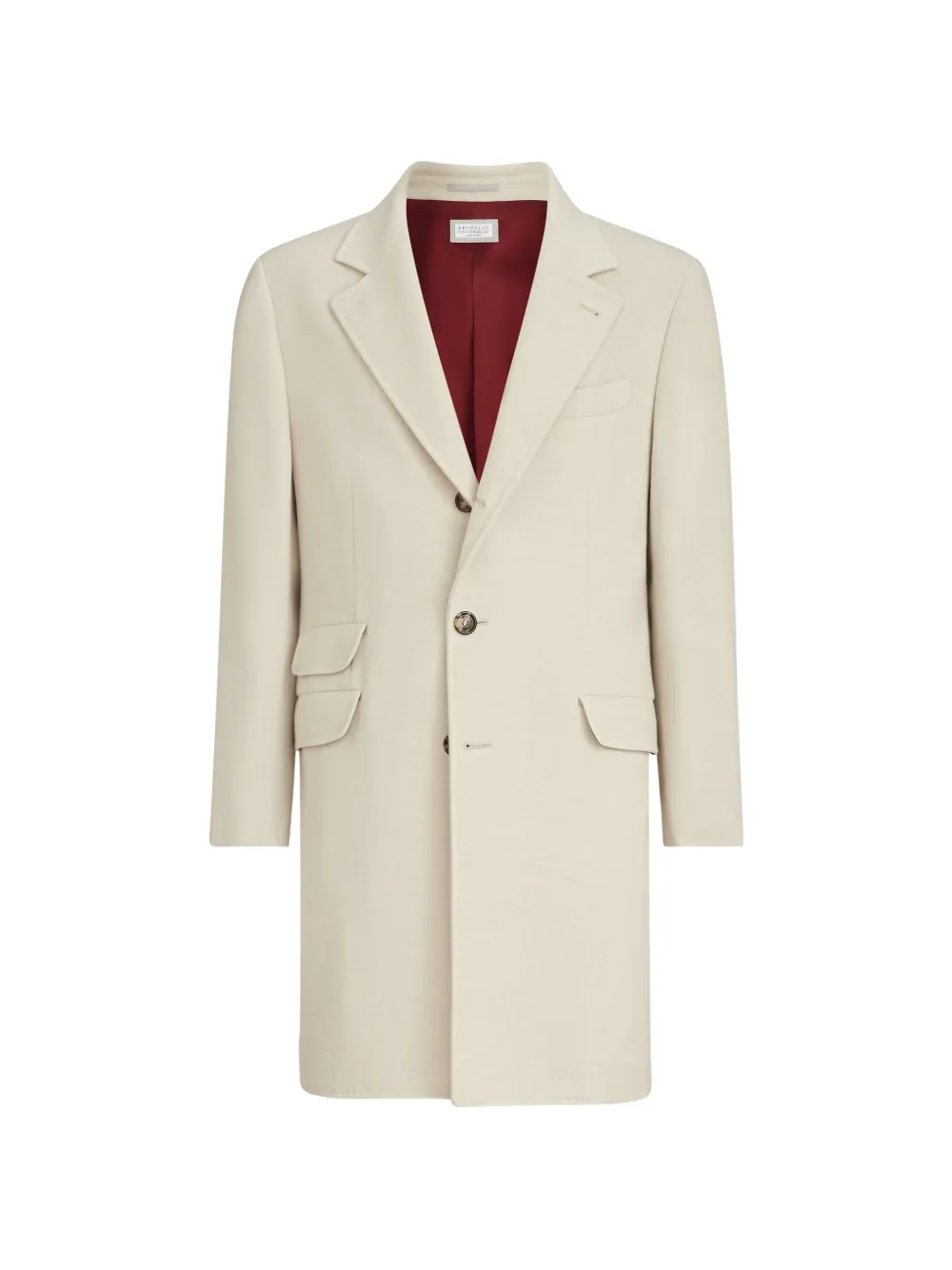 Brunello Cucinelli 3lightweight Water-resistant Cashmere Coat With Double Vents In Neutral