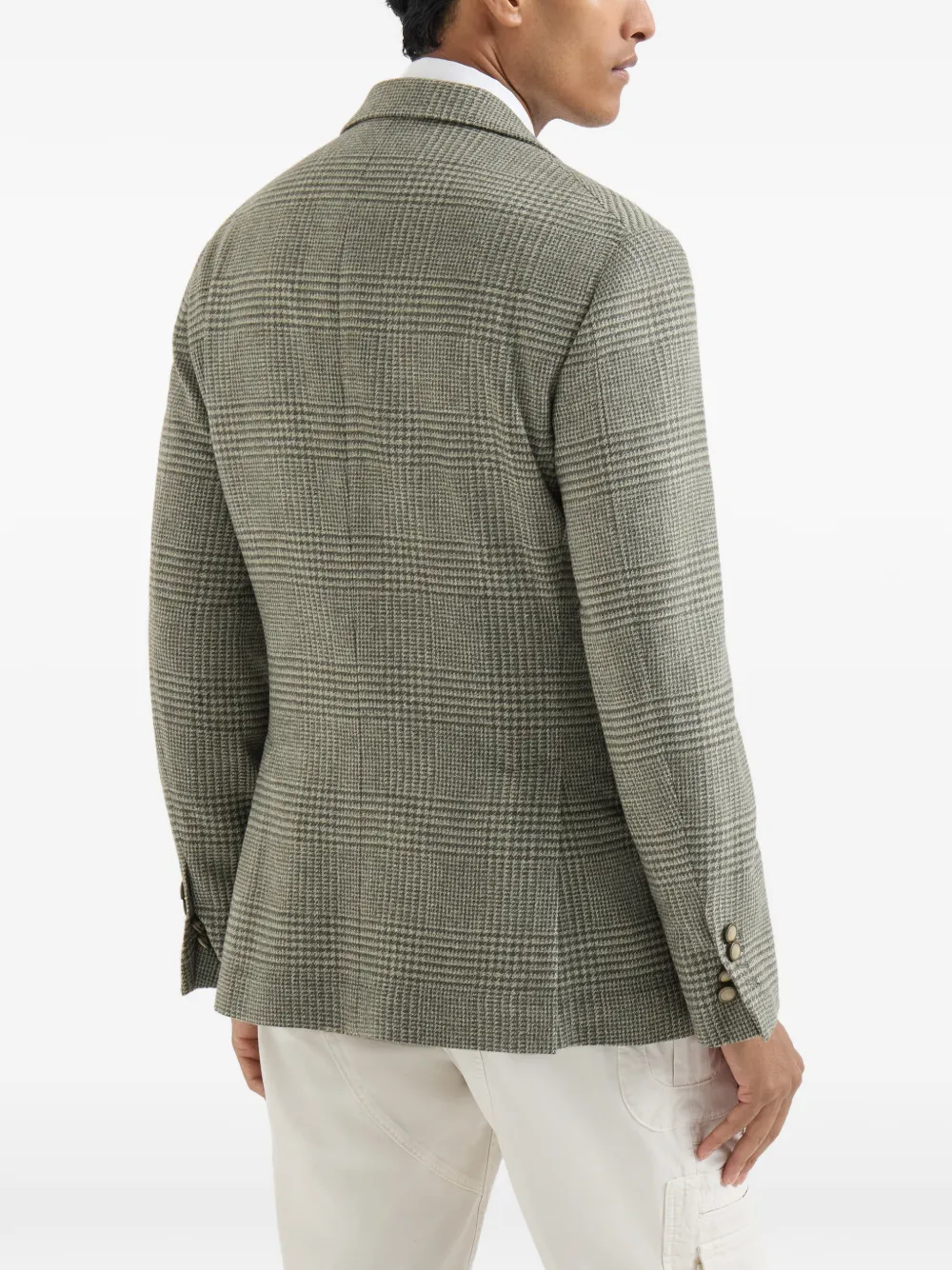 Brunello Cucinelli Blazer met Prince of Wales ruit Groen