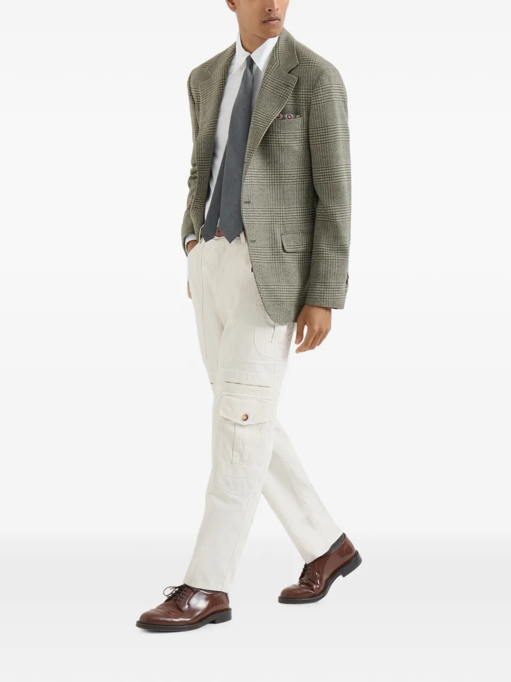 Brunello Cucinelli Blazer met Prince of Wales ruit Groen