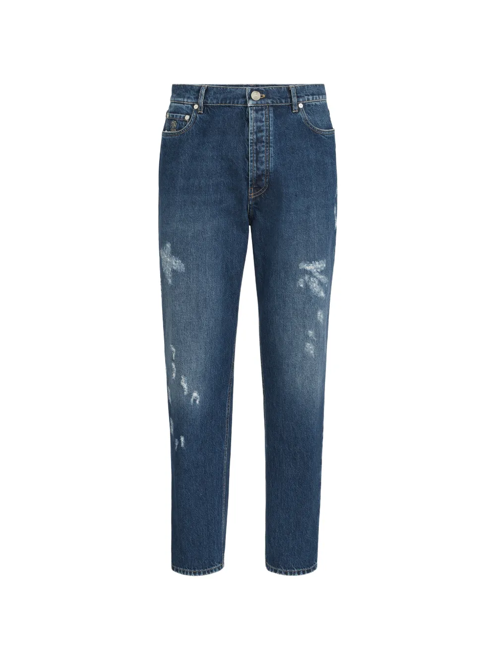 Brunello Cucinelli logo-embroidery jeans - Blu