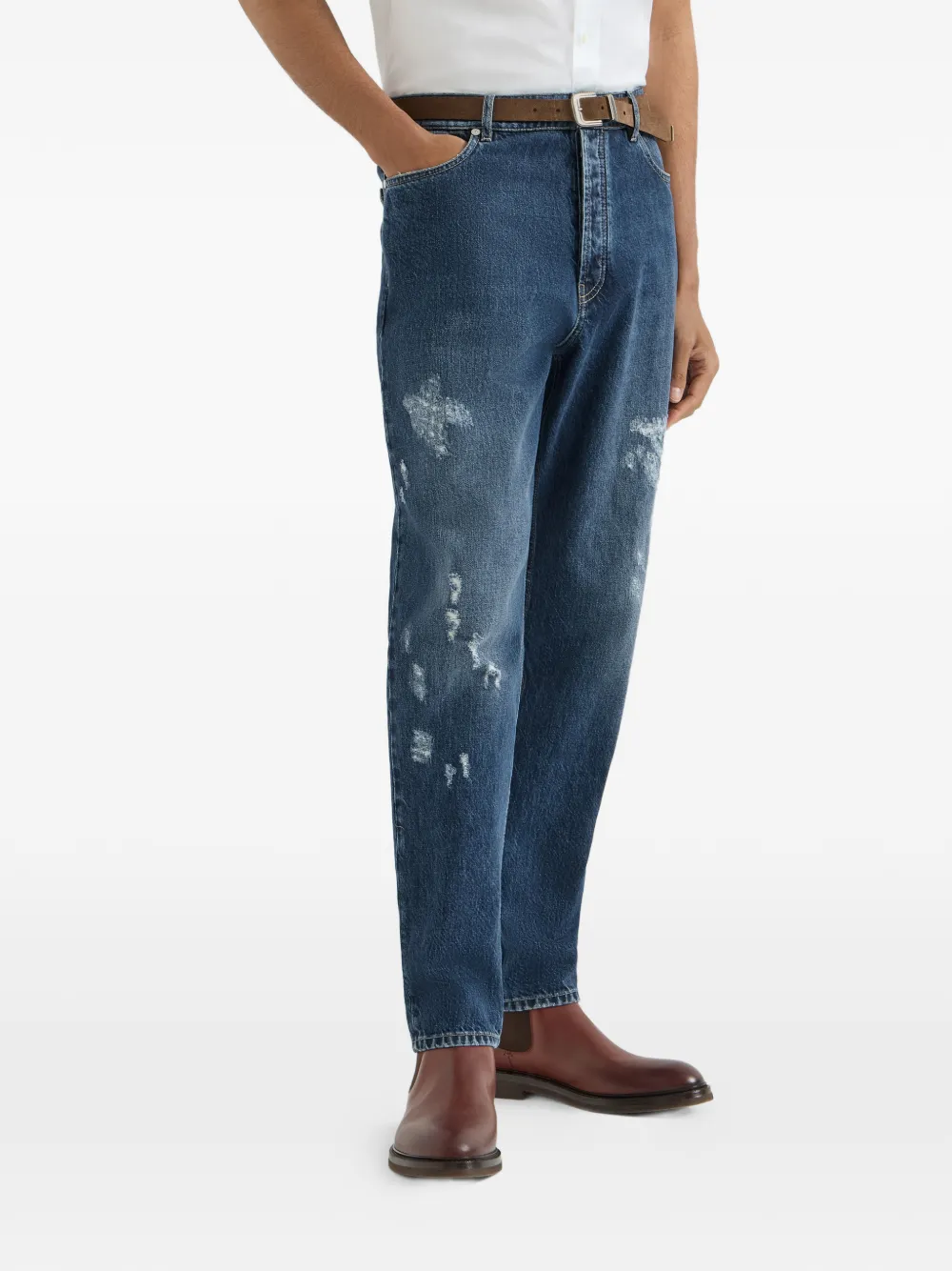 Brunello Cucinelli Jeans met geborduurd logo Blauw