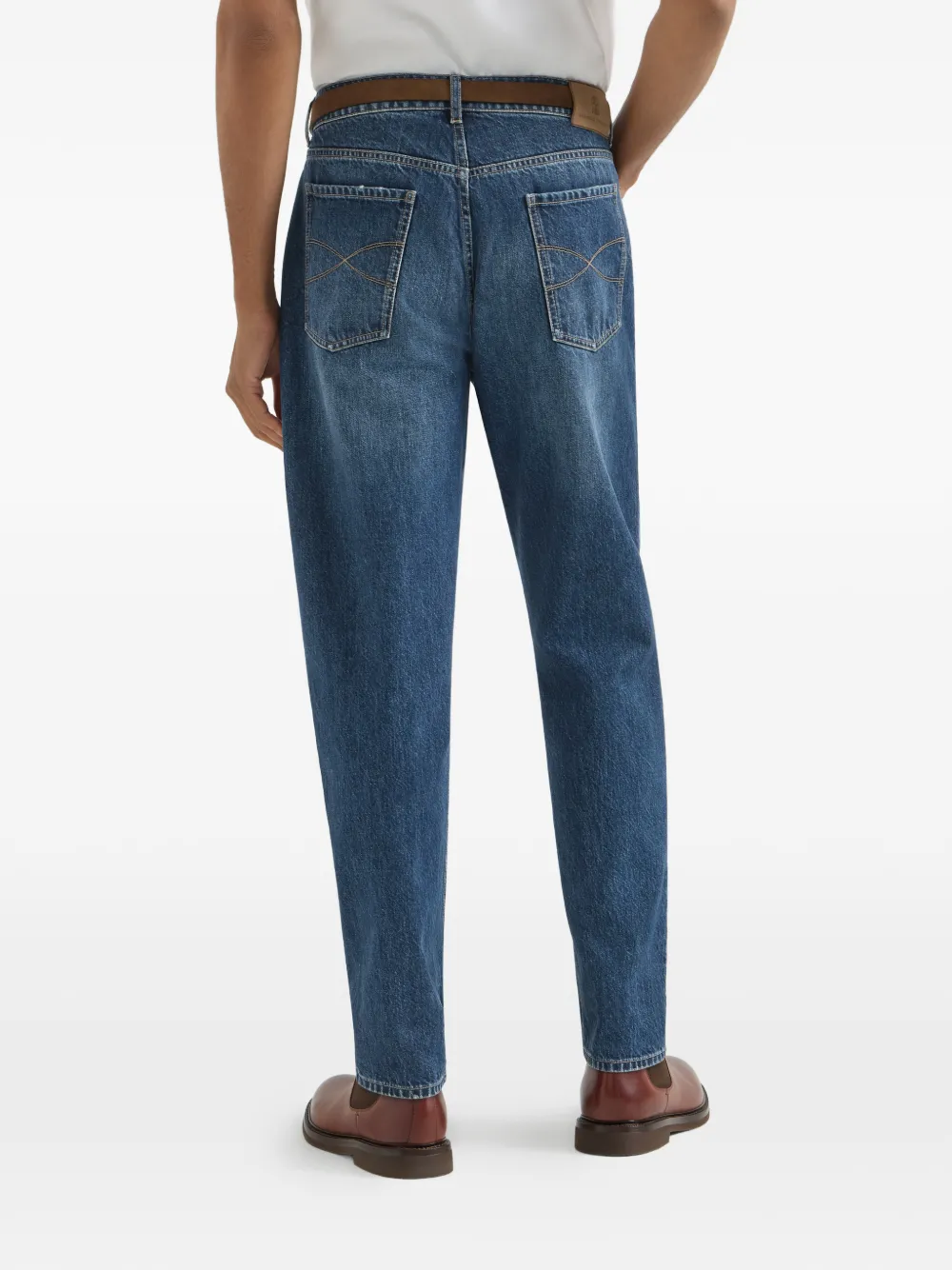 Brunello Cucinelli Jeans met geborduurd logo Blauw