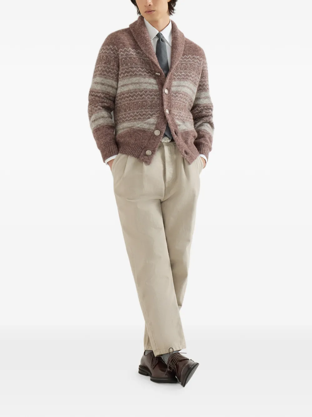 Brunello Cucinelli Denim plooibroek met vijf zakken en geverfd effect Beige
