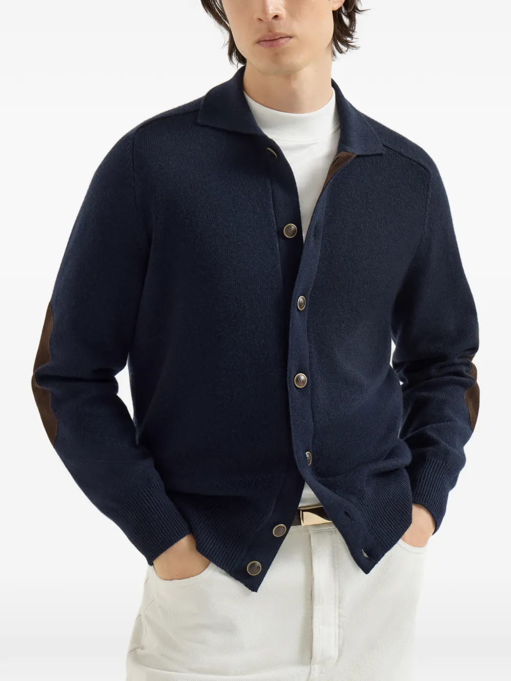 Brunello Cucinelli Kasjmier vest met shirtkraag en knopen Blauw