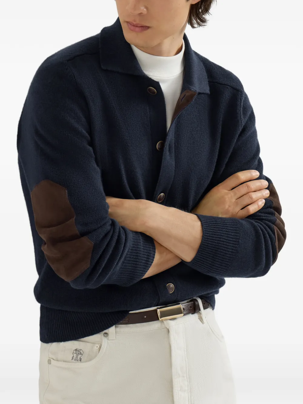 Brunello Cucinelli Kasjmier vest met shirtkraag en knopen Blauw