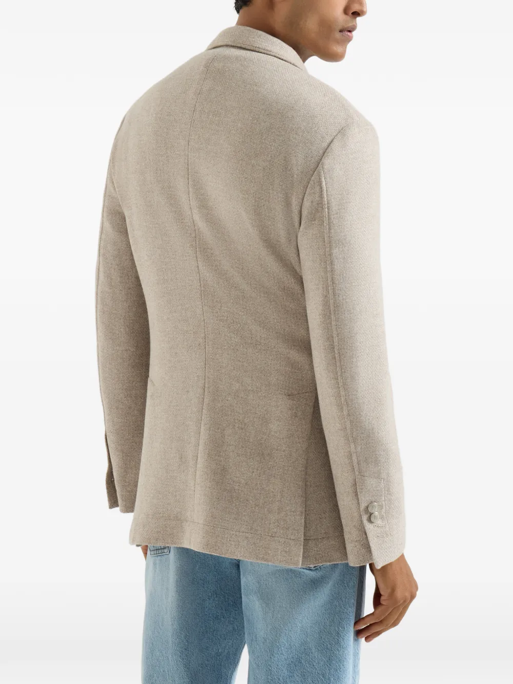 Brunello Cucinelli Kasjmier-Panama gedeconstrueerde blazer met opgestikte zakken en metalen knopen Beige