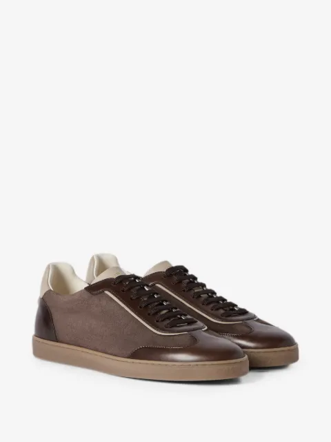 Brunello Cucinelli suede and polished calfskin sneakers