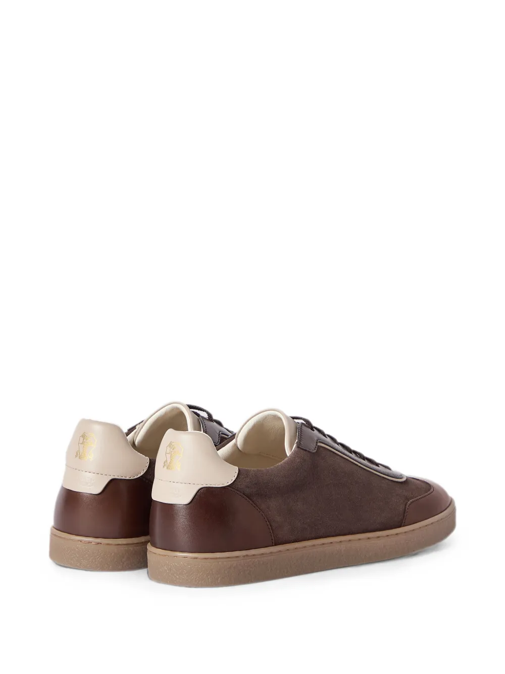 Brunello Cucinelli suede and polished calfskin sneakers Bruin