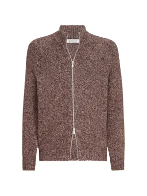 Brunello Cucinelli ribbed-knit zip-up Cardigan | Brown | FARFETCH